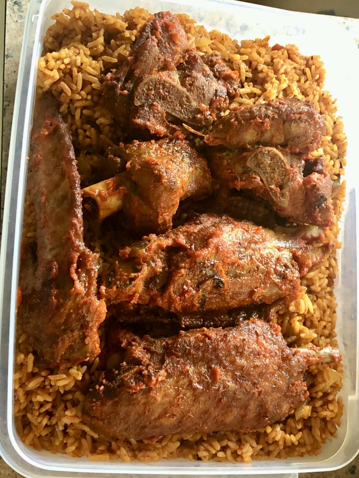 Customer order of rice with assorted meat